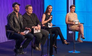 Alyssa Milano, Isaac Mizrahi, Georgina Chapman, and Johnny Wujek in Project Runway All Stars (2012)