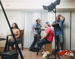 Behind the scenes of the film The Bag Girls.