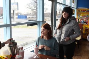 on set of Rattled with Elisabeth Donaldson