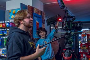 Jack Nicoletti and James Moutsos behind the scenes of That Little Bodega Next To Lorenzo's (2024)