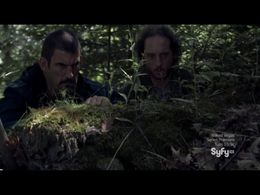 Heavy (Robert Maillet) and Sinister Man (Kyle Mitchell),lurking outside of Audrey's door. Haven TV Show - 2013 Episode 