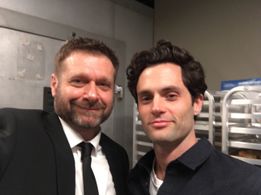 Adi Spektor Penn Badgley on a set of YOU Season 2 Episode 8 - Netflix