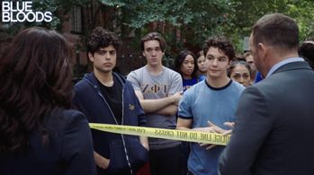 Still of Paul Skye Lehrman, Donnie Wahlberg, Marisa Ramirez, Eric Freeman, and Collin Kelly-Sordelet in Blue Bloods and 