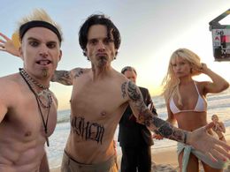 On the set of Pam & Tommy (Zack Gold, Sebastian Stan, Lily James)