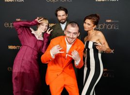 Sam Levinson, Angus Cloud, Zendaya, and Hunter Schafer at an event for Euphoria (2019)