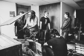 Wanjiru. M. Njendu on set for the film Boxed