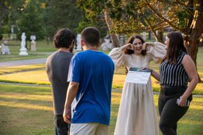 Allison Strong on the set of 