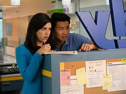 Simu Liu and Nicole Power in Kim's Convenience (2016)