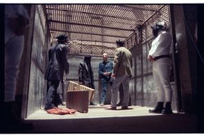 Nick Egan on the set of Motley Crue's Hooligan's Holiday video