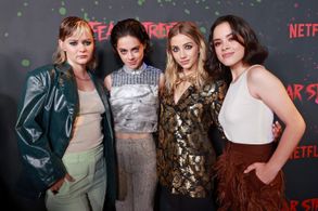 Julia Rehwald, Ryan Simpkins, Elizabeth Scopel, and Emily Rudd at an event for Fear Street: Part Two - 1978 (2021)