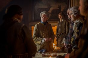 Julian Wadham, Sam Heughan, and Andrew Gower in Outlander (2014)