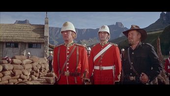 Michael Caine, Stanley Baker, and Gert van den Bergh in Zulu (1964)