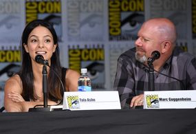 Marc Guggenheim and Tala Ashe at an event for DC's Legends of Tomorrow (2016)