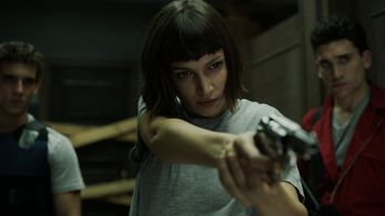 Úrsula Corberó, Miguel Herrán, and Jaime Lorente in Money Heist (2017)