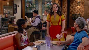 Kat Dennings, John Ruby, and Ajarae Coleman in 2 Broke Girls (2011)