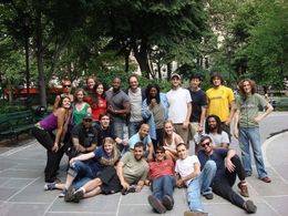 Crew, Kevin Arbouet and Whoopi Goldberg on the set of Stream