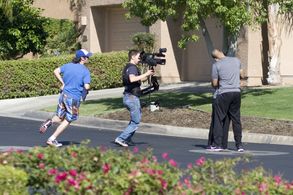 Conroe Brooks and Tammin Sursok on the set of The Unknown