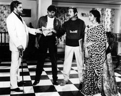 Beena Banerjee, Mithun Chakraborty, Shafi Inamdar, and Anupam Kher in Pratigyabadh (1991)