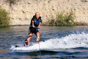TV Personality Sabrina A. Parisi wakeboarding in Lake Arizona