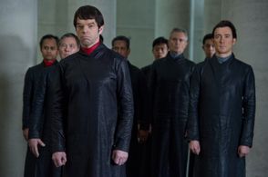 Hugo Weaving and David Mitchell in Cloud Atlas (2012)