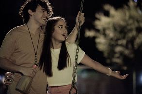 Shot of Claudia Sulewski and JC Caylen on the set of T@gged.