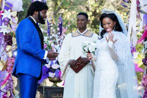 Amin Joseph, Angela Lewis, and Kelcey Watson in Snowfall: Celebration (2022)