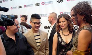 Michelle Ehlen, Scott Keiji Takeda, Shaela Cook and Shaun Landry on the Red Carpet of Outfest 2015 for S&M Sally