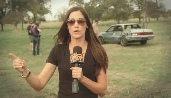 Kristin in the field as a correspondent for G4TV.