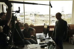 With Ed Harris on the set of our new film.