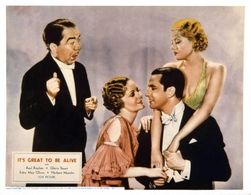 Gloria Stuart, Joan Marsh, Herbert Mundin, and Raul Roulien in It's Great to Be Alive (1933)