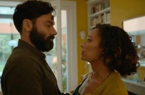 Camilla Beeput and Aidan Turner