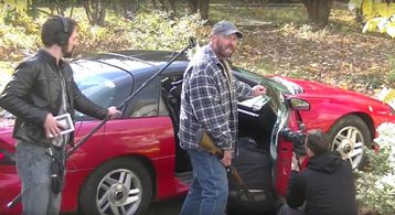 Christopher Bihrle on the set of 