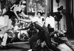 Slim Gaillard, Ann Johnson, Frankie Manning, and Slam Stewart in Hellzapoppin' (1941)