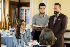 Skylar Astin and Inga Schlingmann in So Help Me Todd (2022)