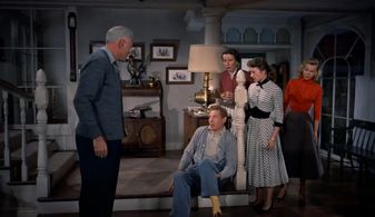 Danny Kaye, Dean Jagger, Vera-Ellen, Anne Whitfield, and Mary Wickes in White Christmas (1954)