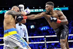 Anthony Joshua and Oleksandr Usyk in DAZN Boxing: WBO, WBA, IBF & Ring Magazine World Heavyweight Championships: Oleksan