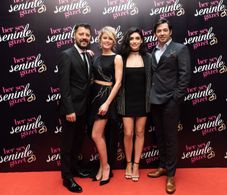 Ilker Aksum, Mert Firat, Hazar Ergüçlü, and Burcu Biricik at an event for Her Sey Seninle Güzel (2018)