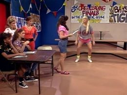 Elizabeth Berkley, Tiffani Thiessen, Kirsten Holmquist, and Lark Voorhies in Saved by the Bell (1989)