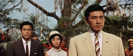 Yuriko Hoshi, Hiroshi Koizumi, and Akira Takarada in Mothra vs. Godzilla (1964)