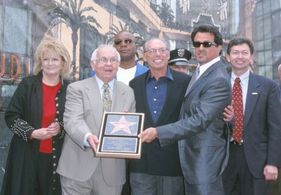 Sylvester Stallone, Angie Dickinson, Carl Weathers, Johnny Grant, and Irwin Winkler