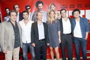 Sasson Gabay, Menashe Noy, Tomer Sisley, Amos Tamam, and Bar Refaeli at an event for Kidon (2013)