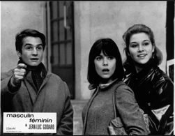 Catherine-Isabelle Duport, Chantal Goya, and Jean-Pierre Léaud in Masculine Feminine (1966)