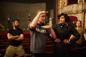 Wash Westmoreland and Aiysha Hart on set of 'Colette'