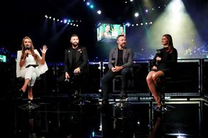 Skye Nicolson, Andy Lee, Tony Bellew, and Laura Woods in DAZN Boxing: Undisputed Lightweight Championship: Katie Taylor 