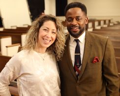 Melissa Kosar and Dulé Hill on the set of The Wonder Years (