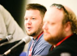 Sean Patrick O'Reilly and Doc Wyatt at a panel for SDCC.