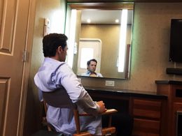 In my trailer on the set of 