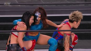 Hikaru Shida, Melissa Cervantes, and Ryo Mizunami in All Elite Wrestling: Revolution (2021)