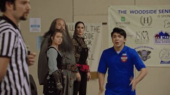 Danielle Bisutti, Joel McCrary, Caitlin Carmichael, and Sloane Morgan Siegel in Dwight in Shining Armor: Kirk the Berser