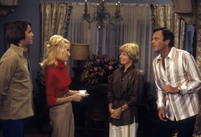 John Ritter, Suzanne Somers, Joyce Bulifant, and Dick Sargent in Three's Company (1976)